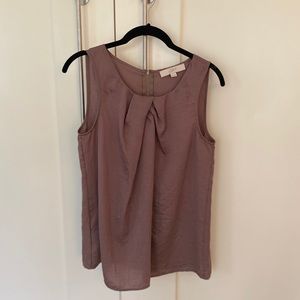 (B) Ann Taylor Loft silky cocoa brown top.